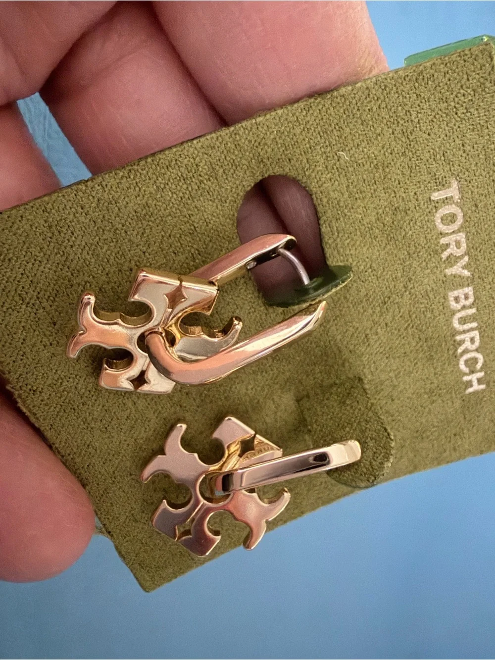 Tory Burch Gold Logo Drop Earrings